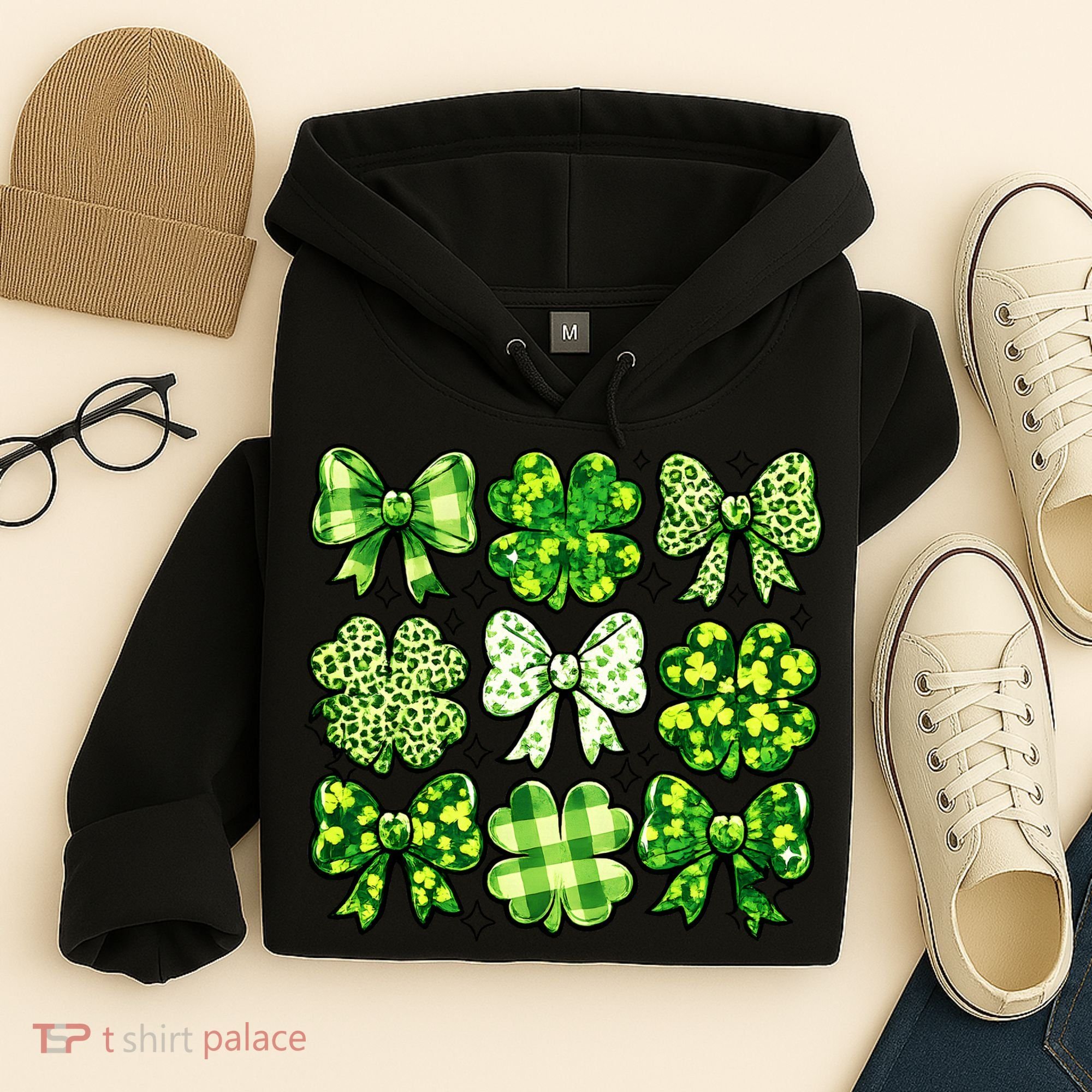 Cute St Patricks Day Bow Coquette Saint Paddys Hoodie