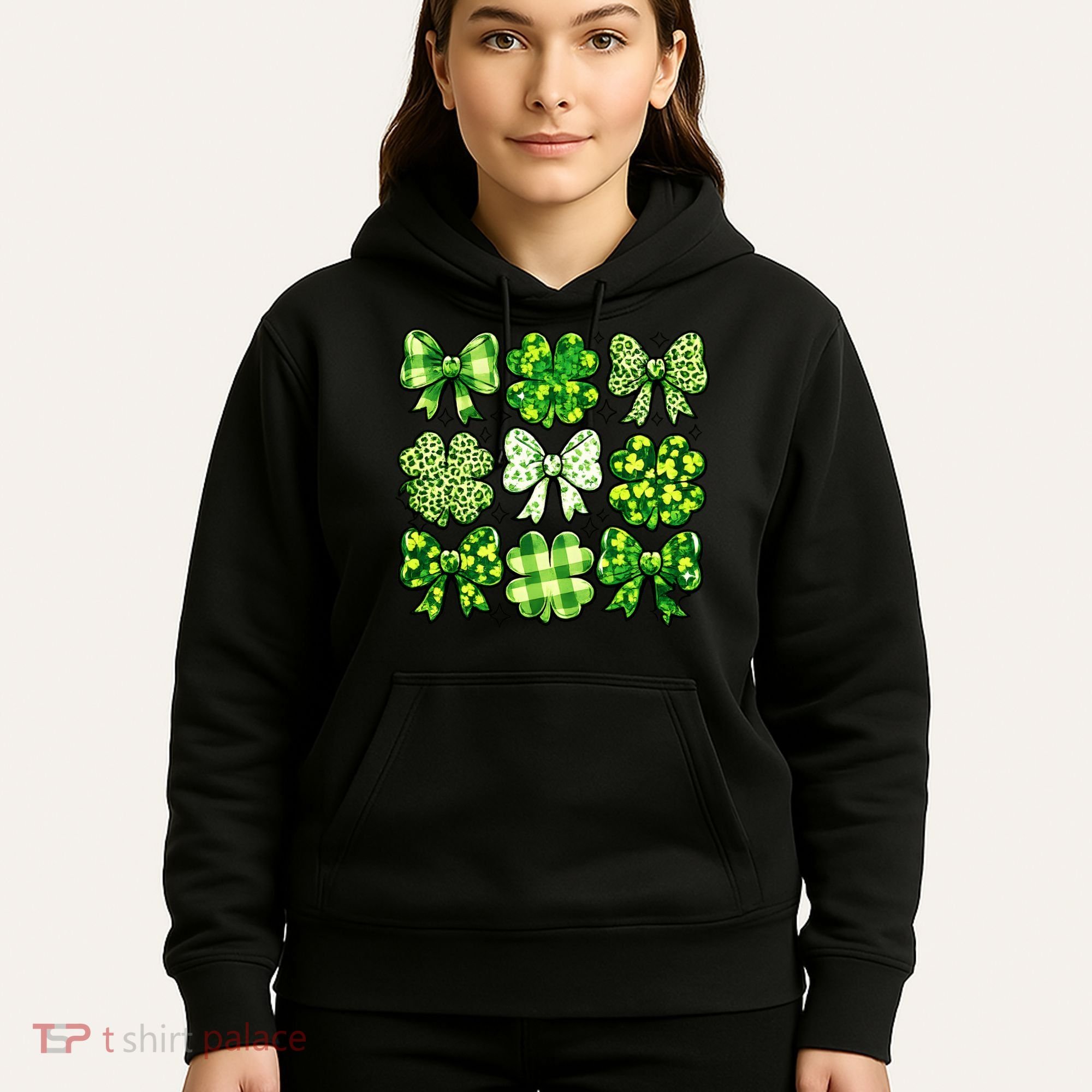 Cute St Patricks Day Bow Coquette Saint Paddys Hoodie