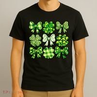 Cute St Patricks Day Bow Coquette Saint Paddys T-Shirt thumb 3