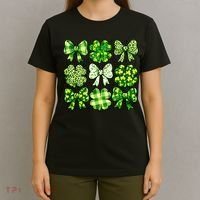 Cute St Patricks Day Bow Coquette Saint Paddys T-Shirt thumb 4