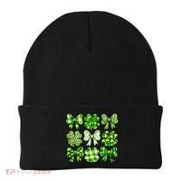 Cute St Patricks Day Bow Coquette Saint Paddys Beanie thumb 0