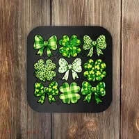 Cute St Patricks Day Bow Coquette Saint Paddys Coaster thumb 0