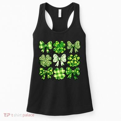 Cute St Patricks Day Bow Coquette Saint Paddys Women's Tank Top