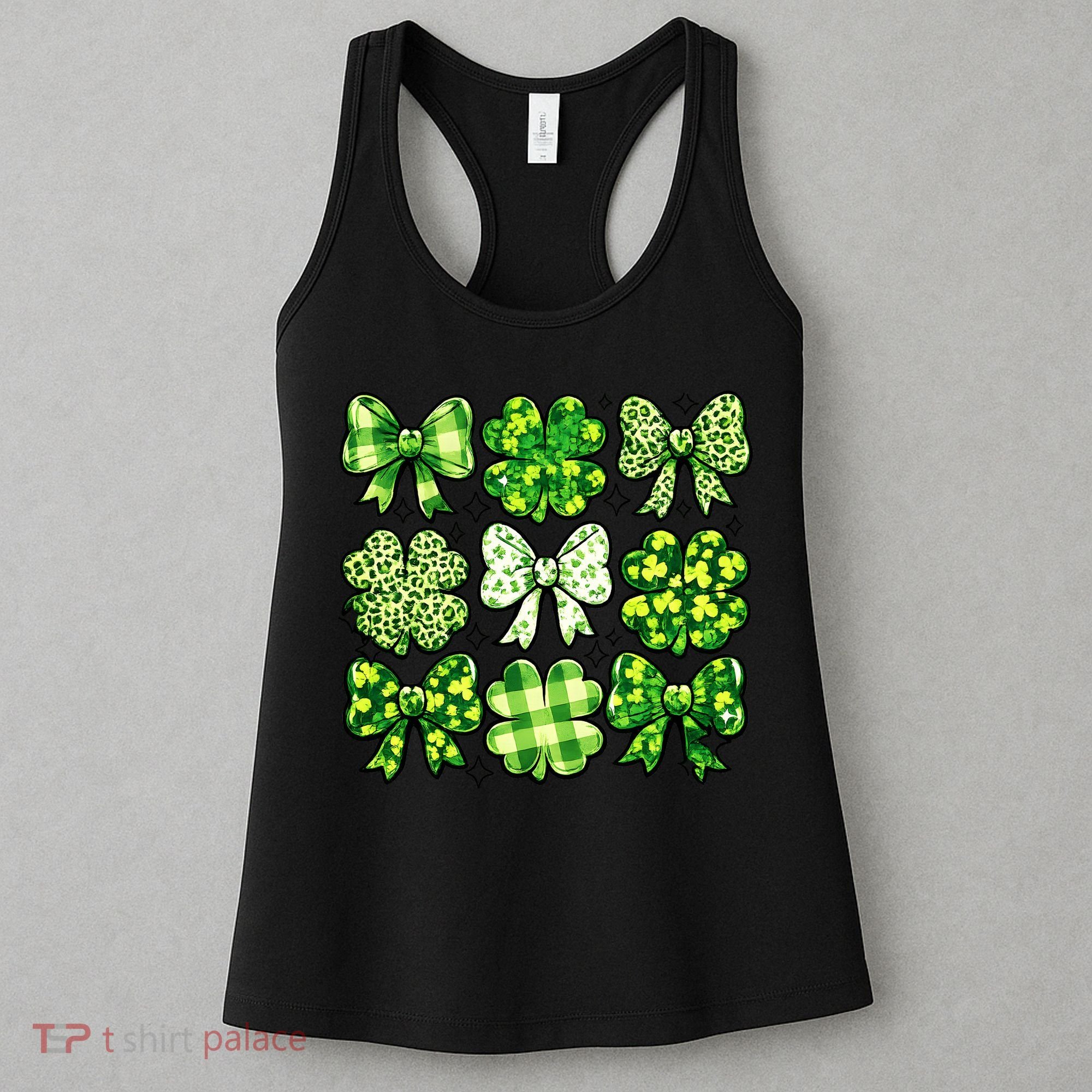 Cute St Patricks Day Bow Coquette Saint Paddys Women's Tank Top