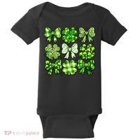 Cute St Patricks Day Bow Coquette Saint Paddys Baby Bodysuit thumb 0