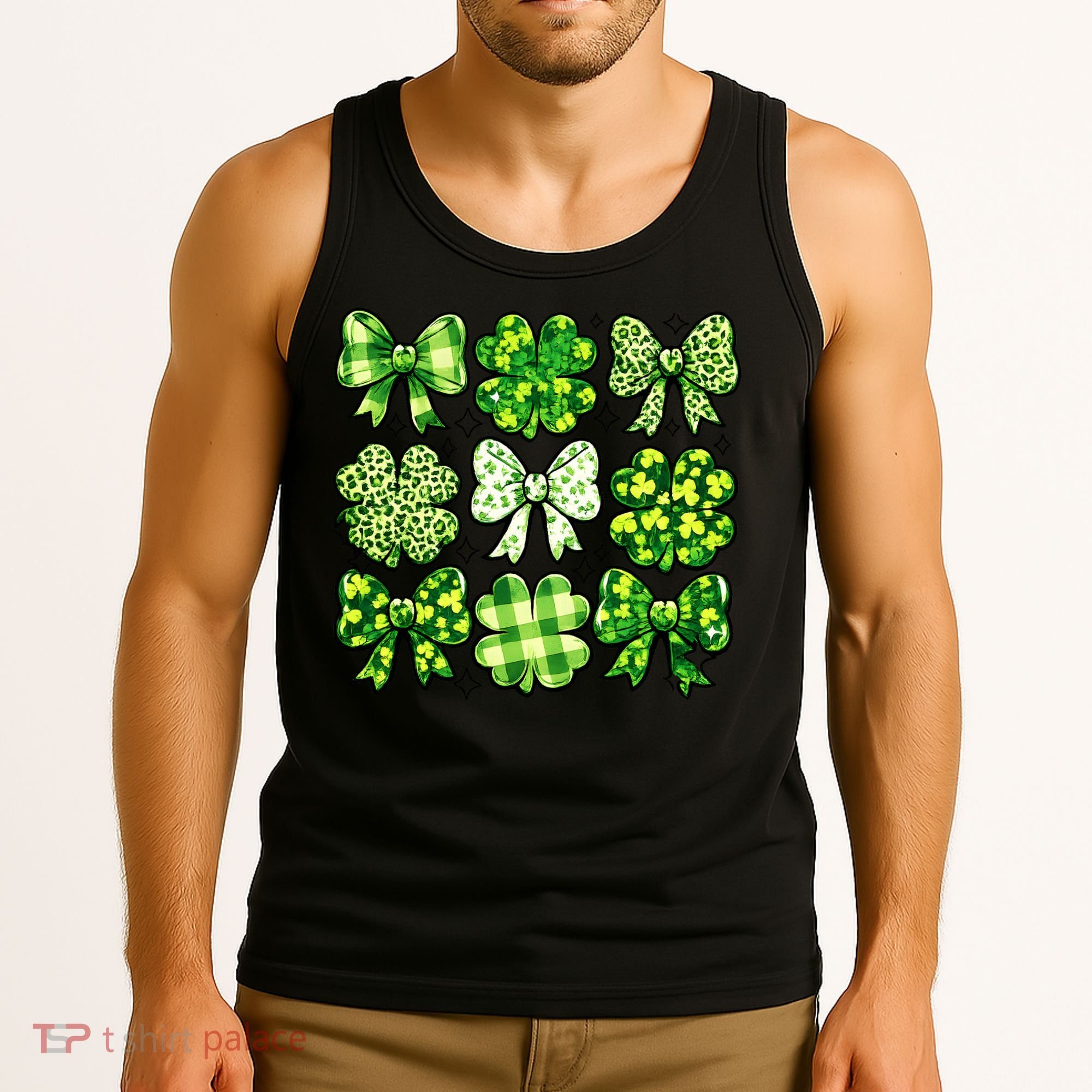 Cute St Patricks Day Bow Coquette Saint Paddys Tank Top