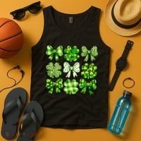 Cute St Patricks Day Bow Coquette Saint Paddys Tank Top thumb 4