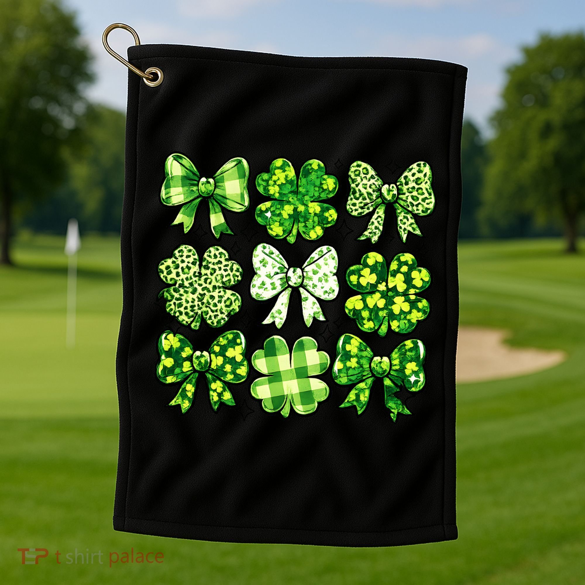 Cute St Patricks Day Bow Coquette Saint Paddys Golf Towel