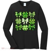 Cute St Patricks Day Bow Coquette Saint Paddys Women's Long Sleeve Shirt thumb 0