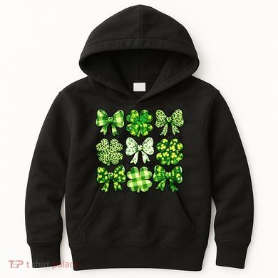 Cute St Patricks Day Bow Coquette Saint Paddys Kids Hoodie