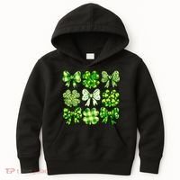 Cute St Patricks Day Bow Coquette Saint Paddys Kids Hoodie thumb 0