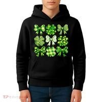 Cute St Patricks Day Bow Coquette Saint Paddys Kids Hoodie thumb 4