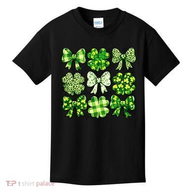 Cute St Patricks Day Bow Coquette Saint Paddys Kids T-Shirt