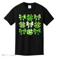 Cute St Patricks Day Bow Coquette Saint Paddys Kids T-Shirt thumb 0