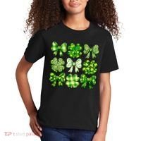 Cute St Patricks Day Bow Coquette Saint Paddys Kids T-Shirt thumb 2