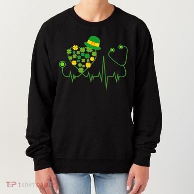 Cute St Patricks Day Lucky Shamrock Clover Stethoscope Women's Sweatshirt