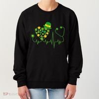 Cute St Patricks Day Lucky Shamrock Clover Stethoscope Women's Sweatshirt thumb 0