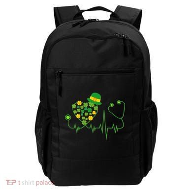 Cute St Patricks Day Lucky Shamrock Clover Stethoscope Backpack