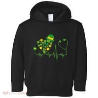 Cute St Patricks Day Lucky Shamrock Clover Stethoscope Toddler Hoodie thumb 0