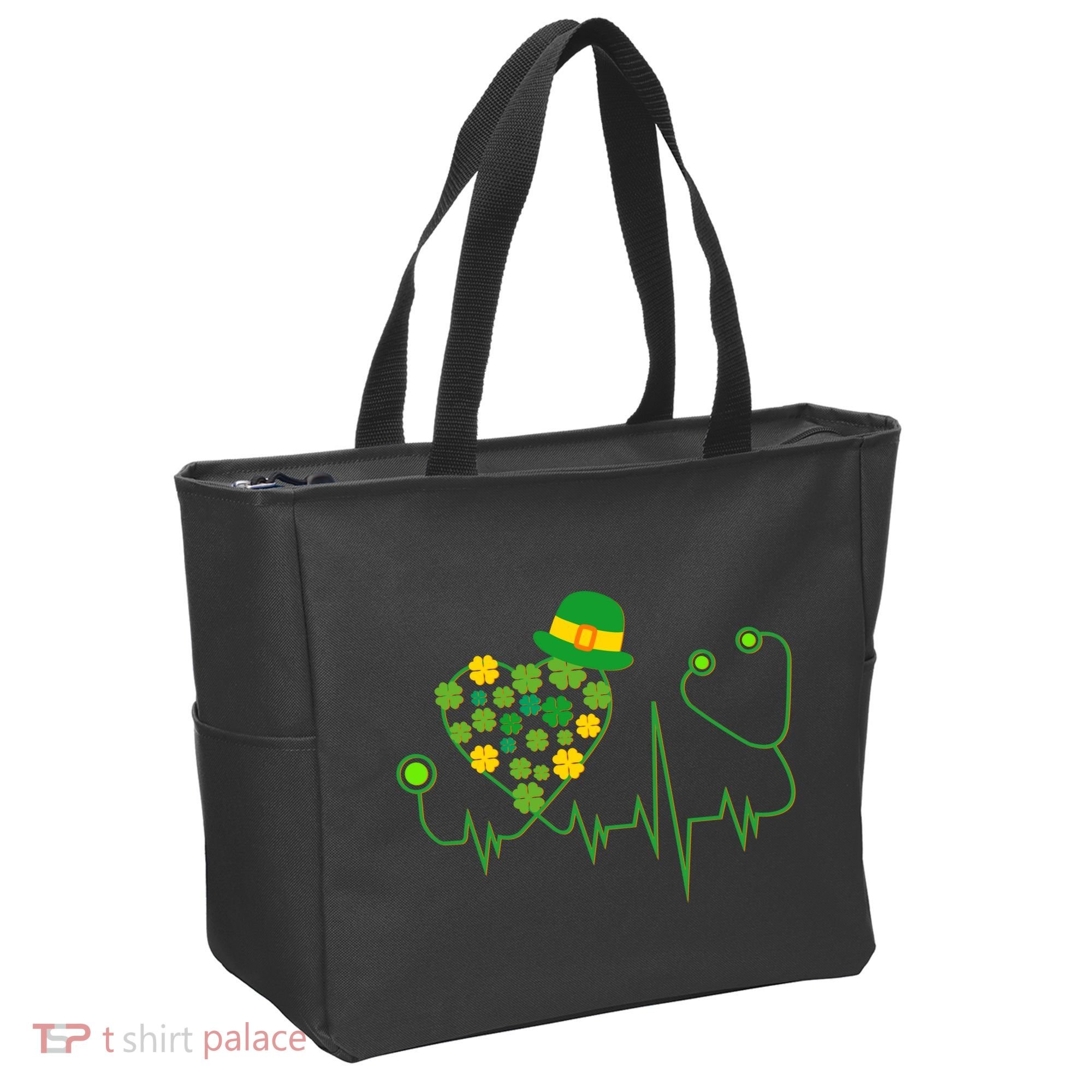 Cute St Patricks Day Lucky Shamrock Clover Stethoscope Tote Bag
