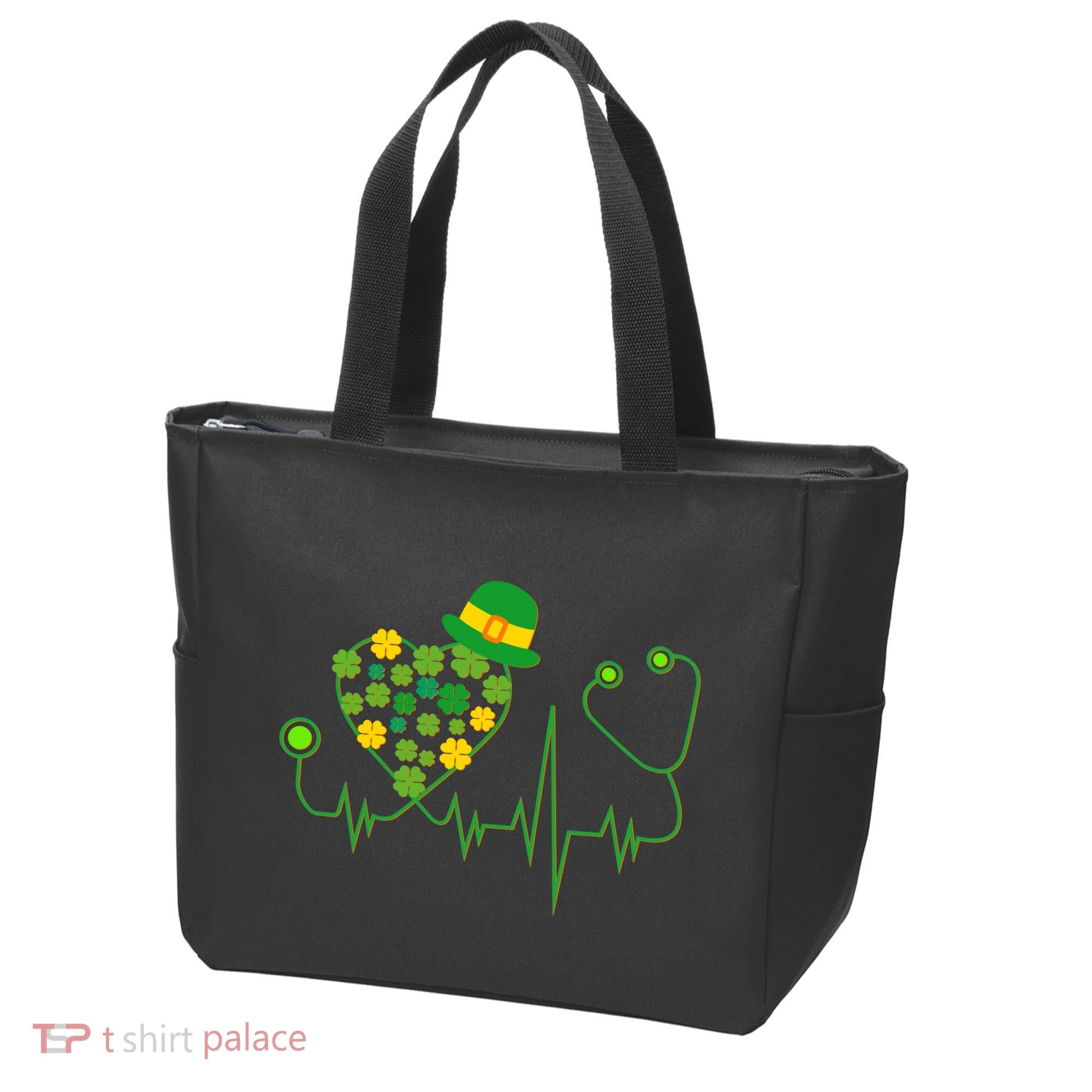 Cute St Patricks Day Lucky Shamrock Clover Stethoscope Tote Bag