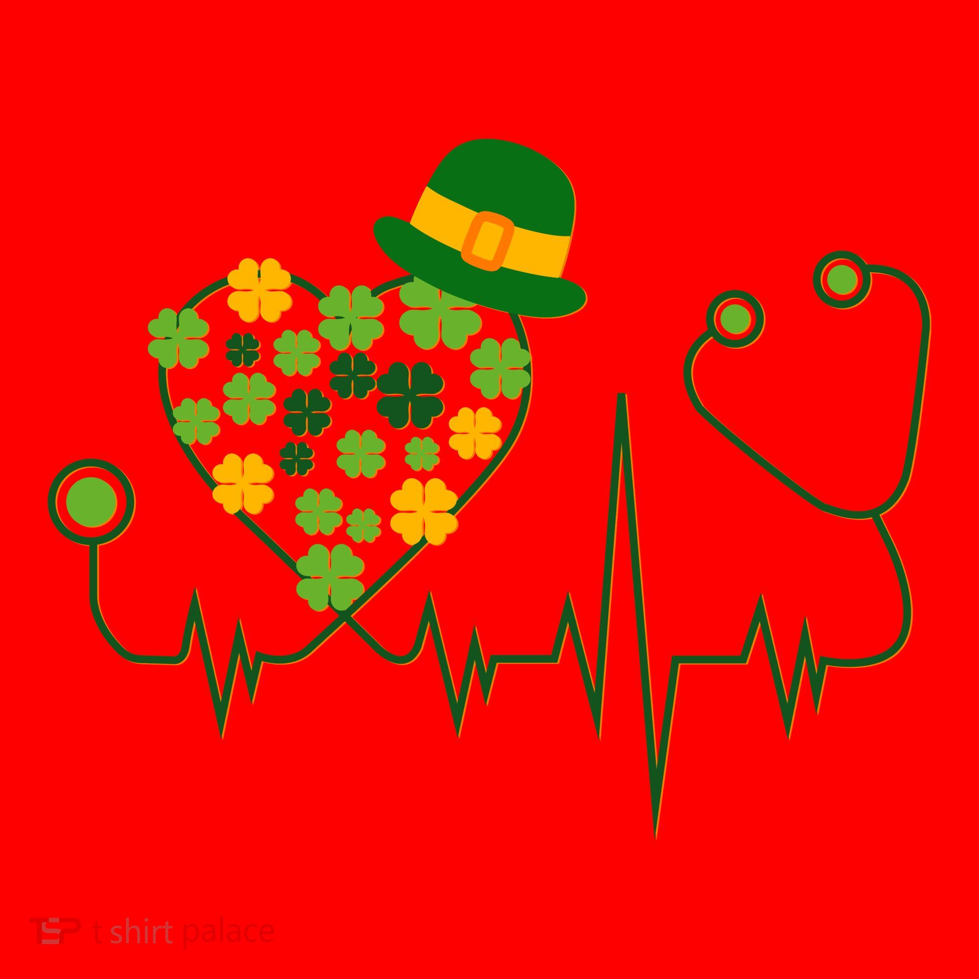Cute St Patricks Day Lucky Shamrock Clover Stethoscope Santa Hat