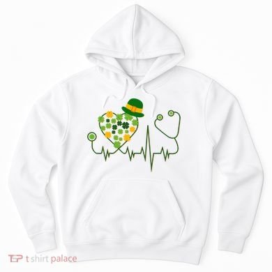 Cute St Patricks Day Lucky Shamrock Clover Stethoscope Hoodie