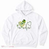 Cute St Patricks Day Lucky Shamrock Clover Stethoscope Hoodie thumb 0