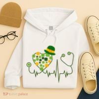 Cute St Patricks Day Lucky Shamrock Clover Stethoscope Hoodie thumb 4