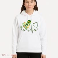 Cute St Patricks Day Lucky Shamrock Clover Stethoscope Hoodie thumb 5