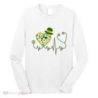 Cute St Patricks Day Lucky Shamrock Clover Stethoscope Long Sleeve Shirt thumb 0
