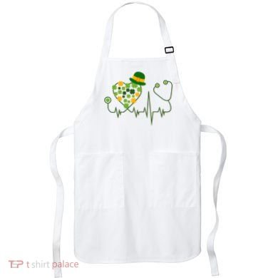 Cute St Patricks Day Lucky Shamrock Clover Stethoscope Apron