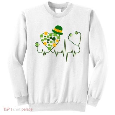 Cute St Patricks Day Lucky Shamrock Clover Stethoscope Sweatshirt