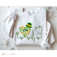 Cute St Patricks Day Lucky Shamrock Clover Stethoscope Sweatshirt thumb 2