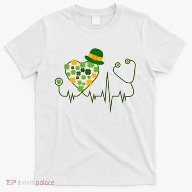 Cute St Patricks Day Lucky Shamrock Clover Stethoscope T-Shirt