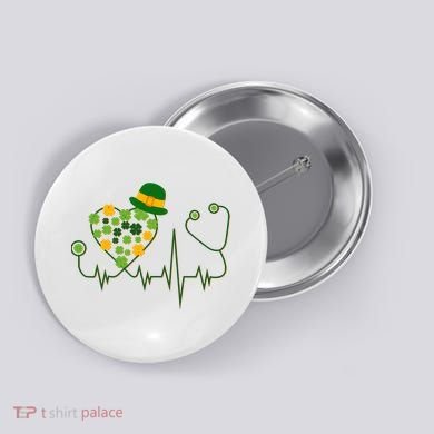 Cute St Patricks Day Lucky Shamrock Clover Stethoscope Button