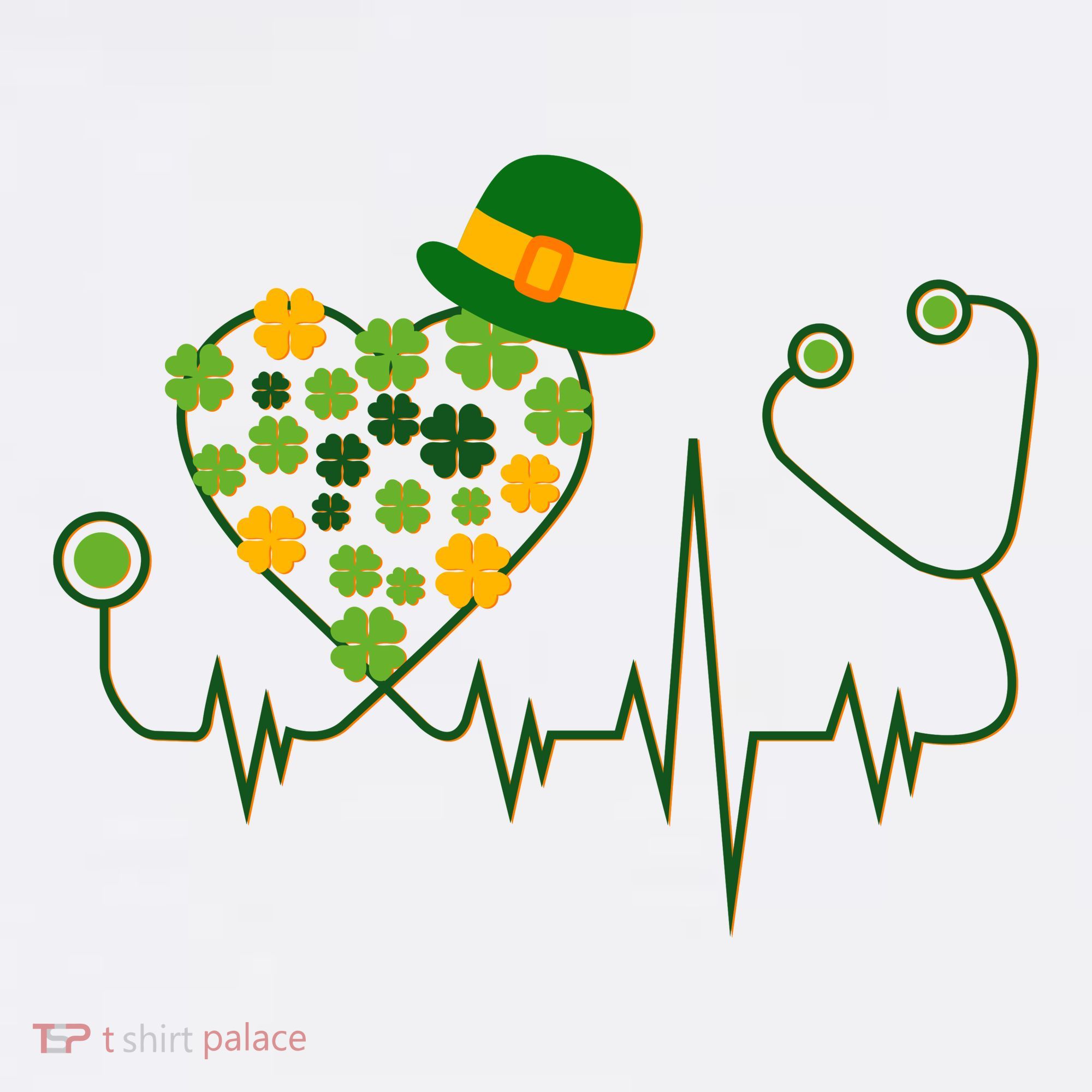 Cute St Patricks Day Lucky Shamrock Clover Stethoscope Bucket Hat