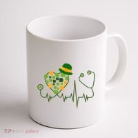 Cute St Patricks Day Lucky Shamrock Clover Stethoscope Coffee Mug thumb 1