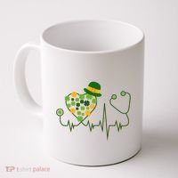 Cute St Patricks Day Lucky Shamrock Clover Stethoscope Coffee Mug thumb 0
