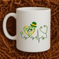 Cute St Patricks Day Lucky Shamrock Clover Stethoscope Coffee Mug thumb 2