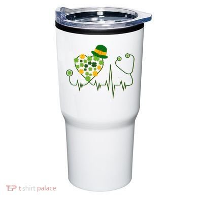Cute St Patricks Day Lucky Shamrock Clover Stethoscope Tumbler