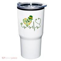 Cute St Patricks Day Lucky Shamrock Clover Stethoscope Tumbler thumb 0