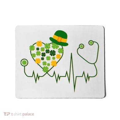 Cute St Patricks Day Lucky Shamrock Clover Stethoscope Mousepad