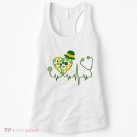 Cute St Patricks Day Lucky Shamrock Clover Stethoscope Women's Tank Top thumb 0