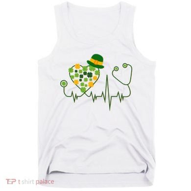Cute St Patricks Day Lucky Shamrock Clover Stethoscope Tank Top