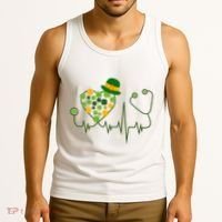 Cute St Patricks Day Lucky Shamrock Clover Stethoscope Tank Top thumb 3