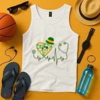 Cute St Patricks Day Lucky Shamrock Clover Stethoscope Tank Top thumb 4