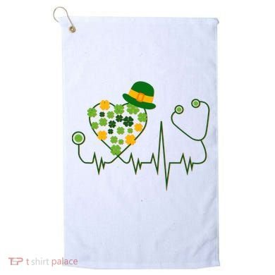 Cute St Patricks Day Lucky Shamrock Clover Stethoscope Golf Towel