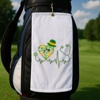 Cute St Patricks Day Lucky Shamrock Clover Stethoscope Golf Towel thumb 2