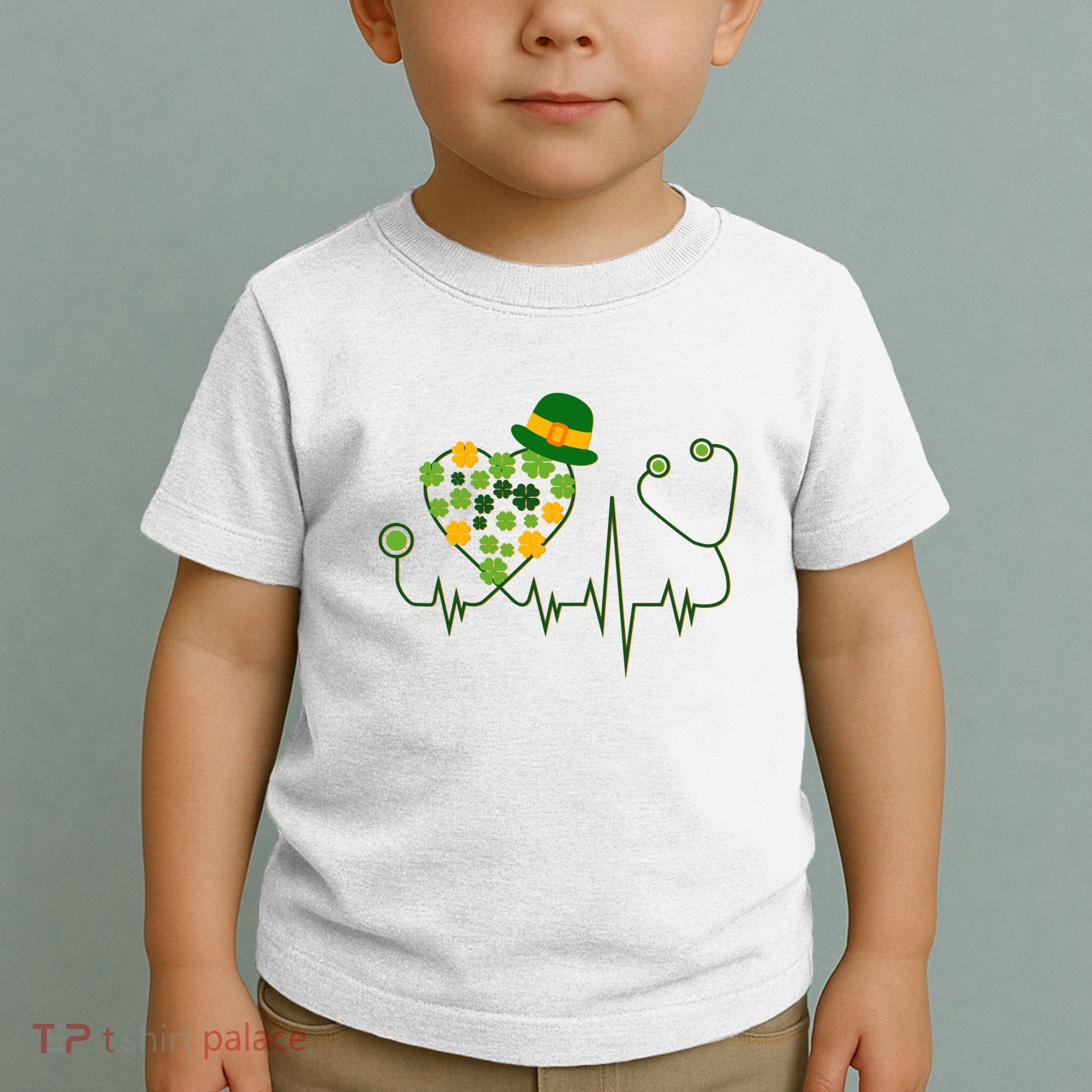 Cute St Patricks Day Lucky Shamrock Clover Stethoscope Toddler T-Shirt